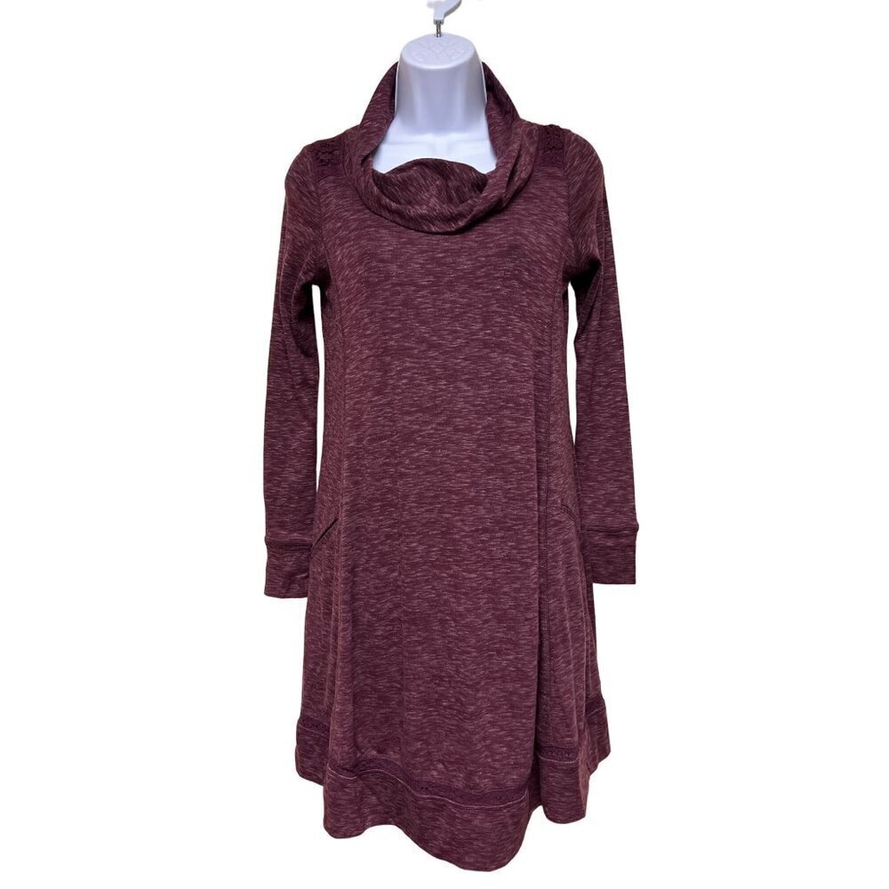 Anthropologie Saturday Sunday Burgundy Cowl Neck Long Sleeve Dress Size XS